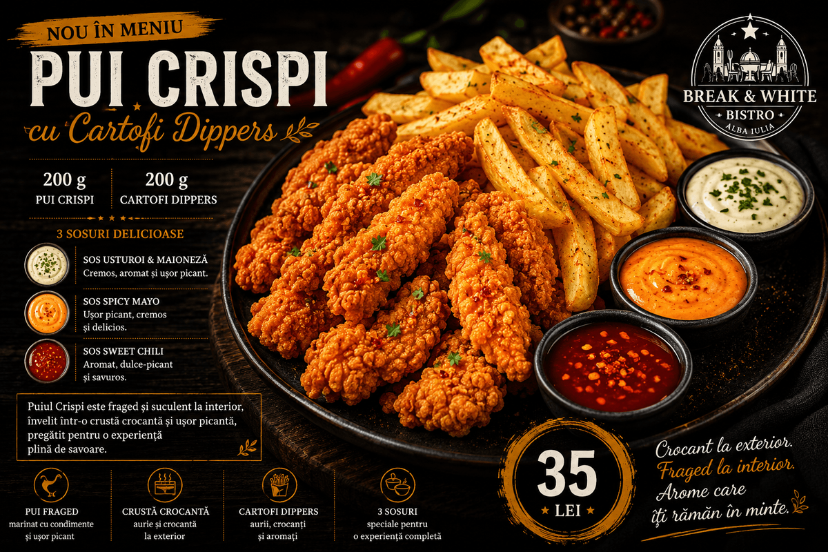 Pui Crispi cu Cartofi Dippers
